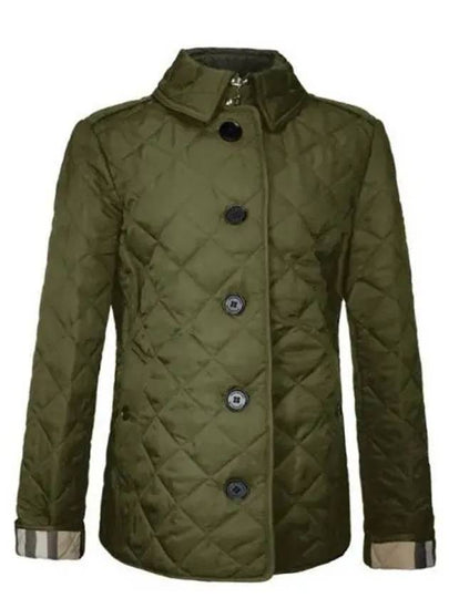 Diamond Quilted Jacket Dark Olive - BURBERRY - BALAAN 2