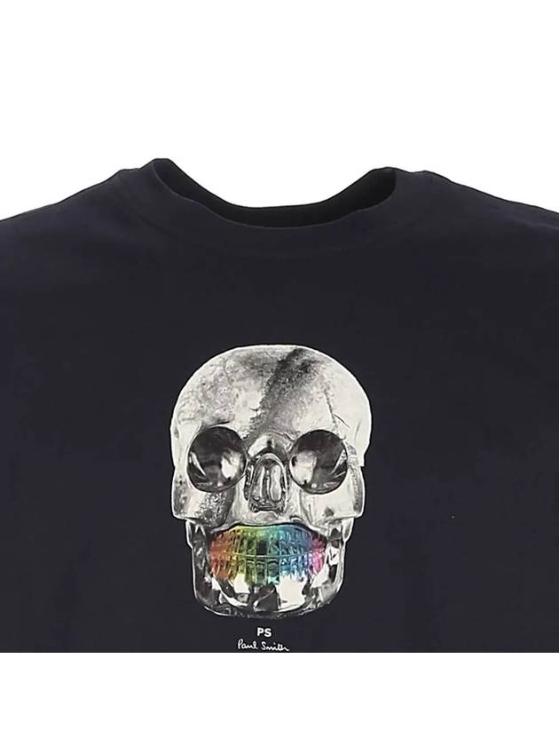 Rainbow Skull Printing Slim Fit Short Sleeve T-Shirt Black - PAUL SMITH - BALAAN 5