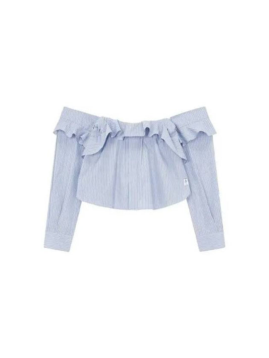 Women's Cotton Poplin Off Shoulder Shirt Blue 270994 - SACAI - BALAAN 1