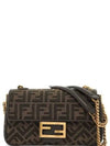 Baguette Chain FF Jacquard Medium Cross Bag Brown - FENDI - BALAAN 2