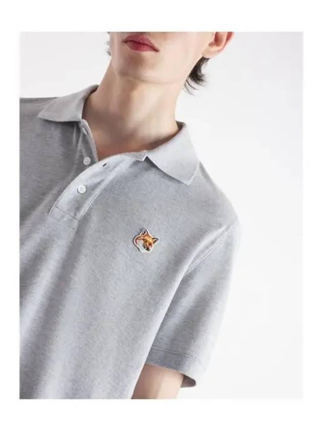 Fox Head Patch Cotton Polo Shirt Grey - MAISON KITSUNE - BALAAN 3