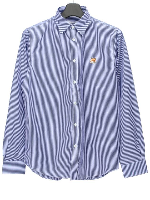 Fox Head Stripe Long Sleeve Shirt Blue - MAISON KITSUNE - BALAAN 2