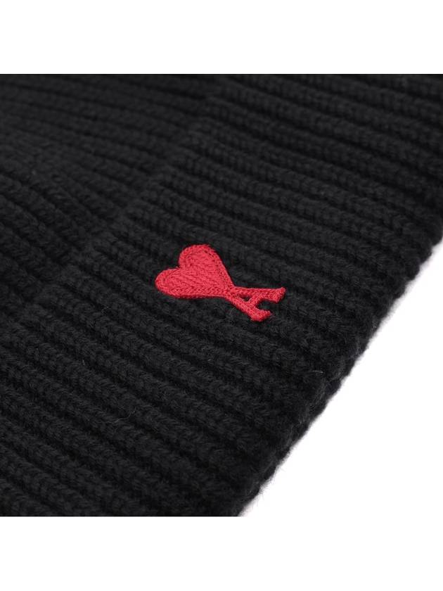 Heart Logo Wool Beanie Black - AMI - BALAAN 5