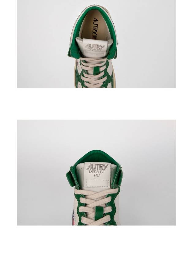 Women's Medalist Leather High Top Sneakers White Green - AUTRY - BALAAN 8