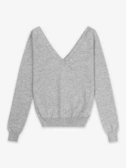 V-Neck Cashmere Knit Top Grey - SAINT LAURENT - BALAAN 2