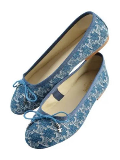 Triomphe Stamped Denim Flat Blue - CELINE - BALAAN 2