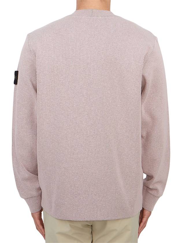 Compass Badge Crew Neck Ribbed Cotton Knit Top Pink - STONE ISLAND - BALAAN 4