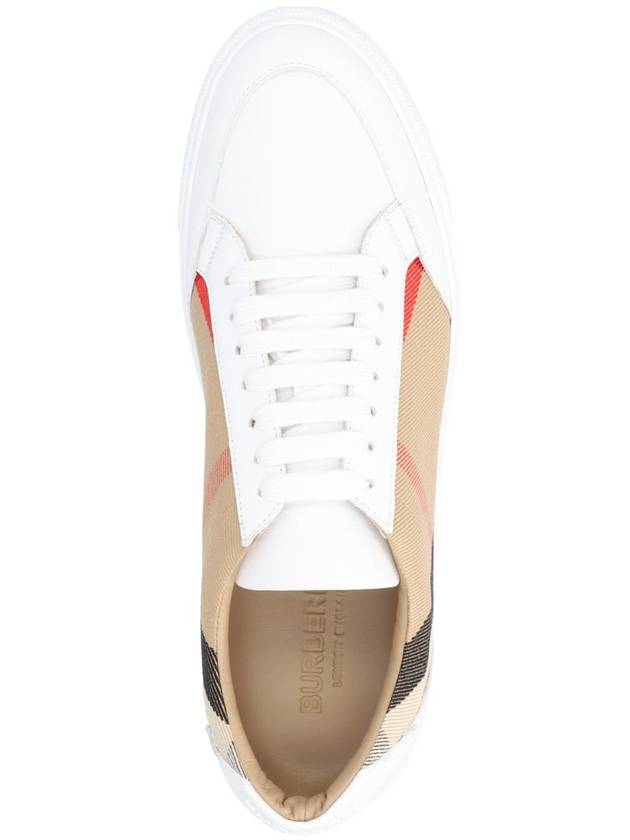 House Check Leather Sneakers Optic White - BURBERRY - BALAAN 4