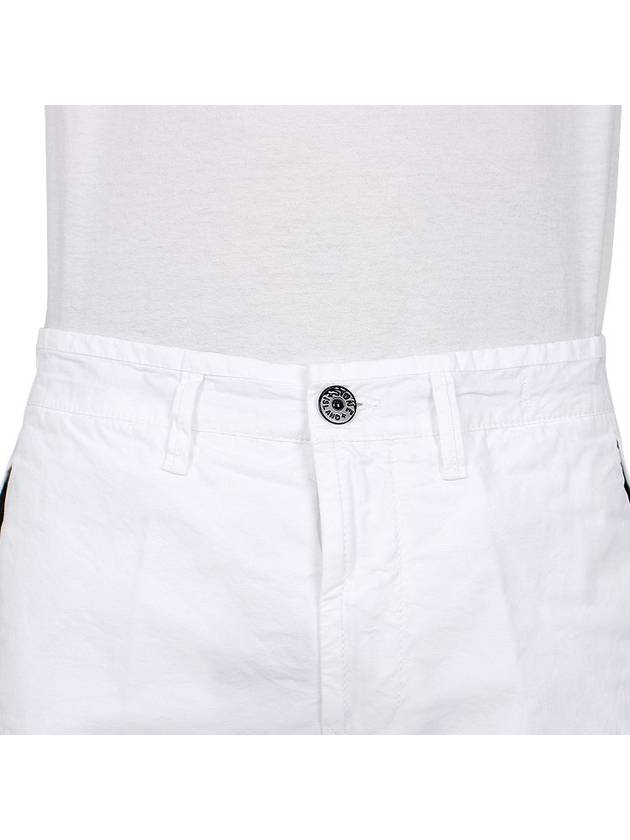 Logo Cotton Slim Cargo Shorts White - STONE ISLAND - BALAAN 8