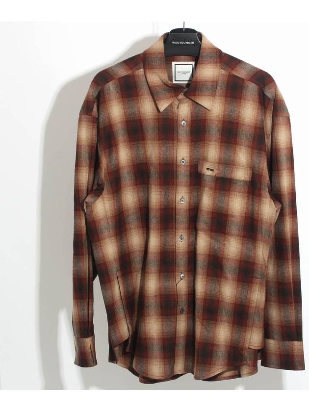 Flannel back logo check long sleeve shirt brown - WOOYOUNGMI - BALAAN 3