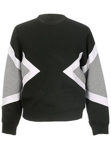 Geometric Neoprene Sweatshirt Khaki Gray - NEIL BARRETT - BALAAN.