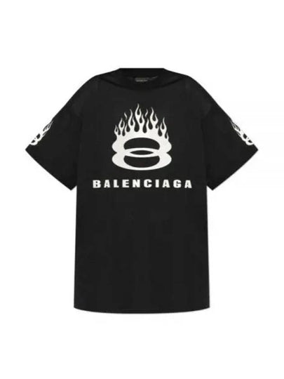 Logo Print Crew Neck Short Sleeve T-Shirt Black - BALENCIAGA - BALAAN 2