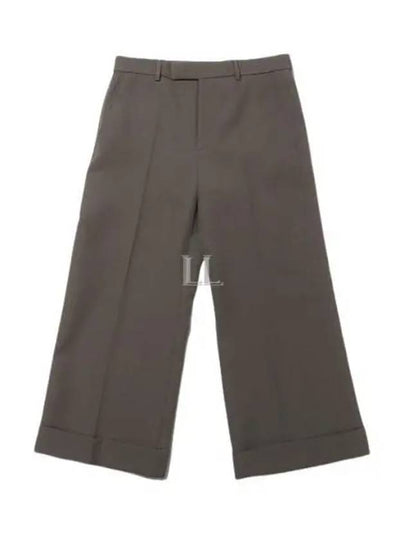 Textured Gabardine Cropped Straight Pants Brown - GUCCI - BALAAN 2