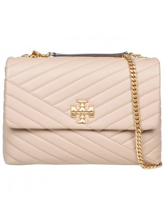 Kira Chevron Convertible Shoulder Bag Beige - TORY BURCH - BALAAN 2