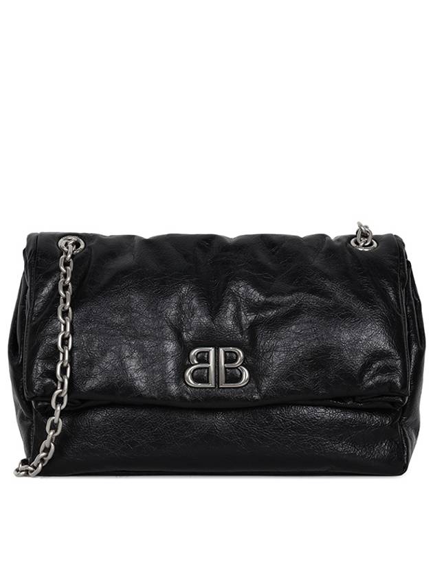 Monaco Medium Chain Leather Shoulder Bag Black - BALENCIAGA - BALAAN 2