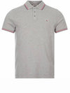 Stripe Trimming Logo Short Sleeve Polo Shirt Grey - MONCLER - BALAAN.