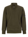 Diagonal Raised Fleece Half Zipped Sweatshirt Green - CP COMPANY - BALAAN 2