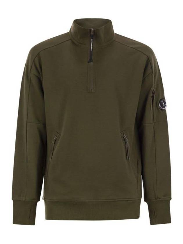 Diagonal Raised Fleece Half Zipped Sweatshirt Green - CP COMPANY - BALAAN 2