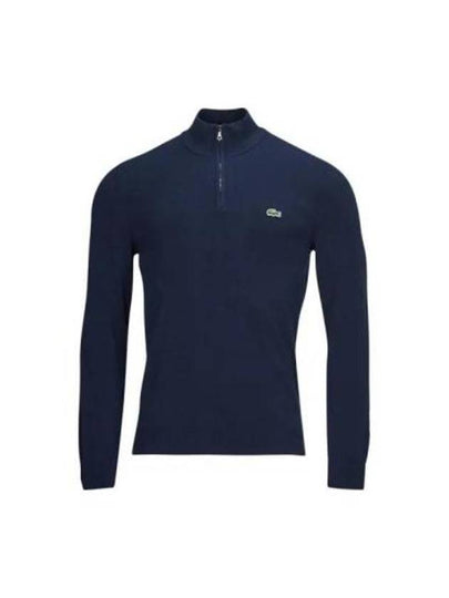 Organic Cotton Quarter Zip Knit Top Navy - LACOSTE - BALAAN 2