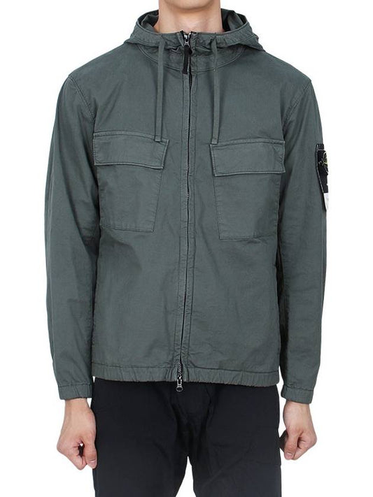 Cotton Twill Stretch Hooded Jacket Dark Green - STONE ISLAND - BALAAN 2