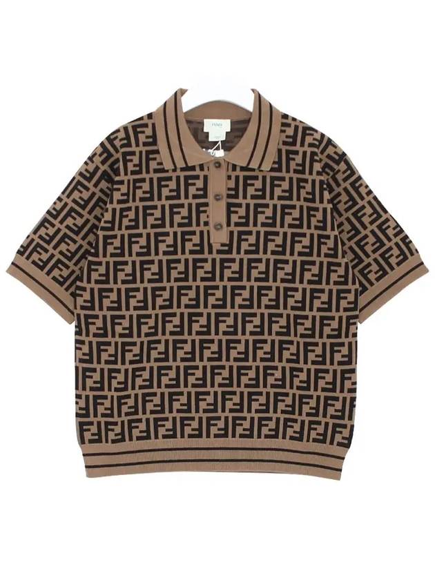 Kids FF Motif Polo Short Sleeve T-Shirt Brown - FENDI - BALAAN 2