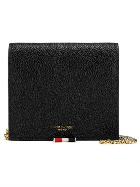 Three Stripe Tab Chain Strap Half Wallet Black - THOM BROWNE - BALAAN 2