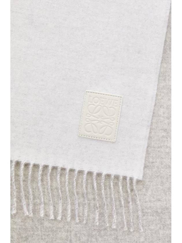 Wool Cashmere Scarf Light Grey White - LOEWE - BALAAN 4