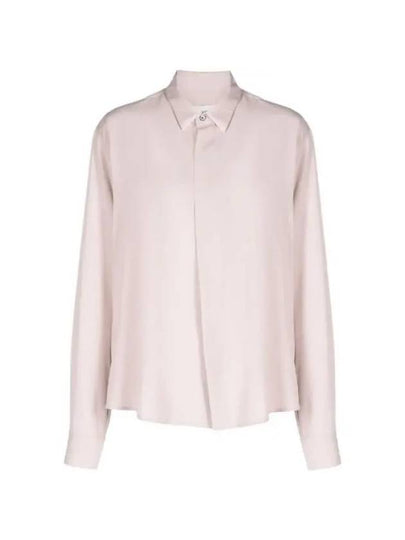 Button Silk Blend Long Sleeve Shirt Powder Pink - AMI - BALAAN 2