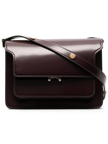 Trunk Glossy Leather Medium Shoulder Bag Burgundy - MARNI - BALAAN 1