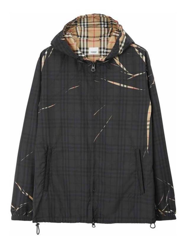 Sliced Check Zip-Up Hoodie Black - BURBERRY - BALAAN 2