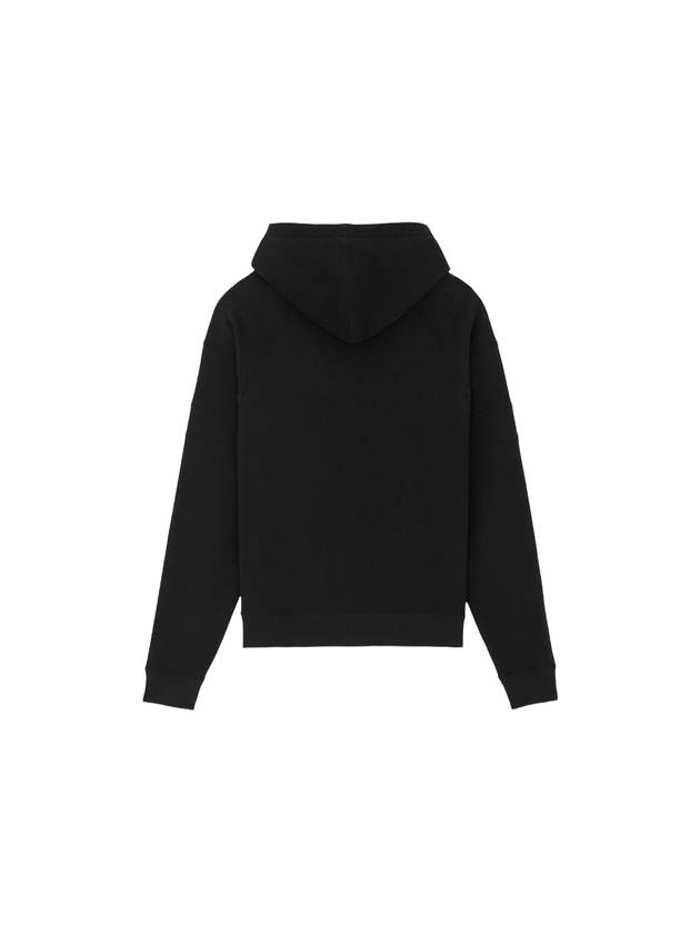 Front Logo Cotton Hoodie Black - SAINT LAURENT - BALAAN 3