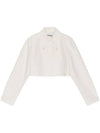 Slub Crop Jacket White - GANNI - BALAAN 1