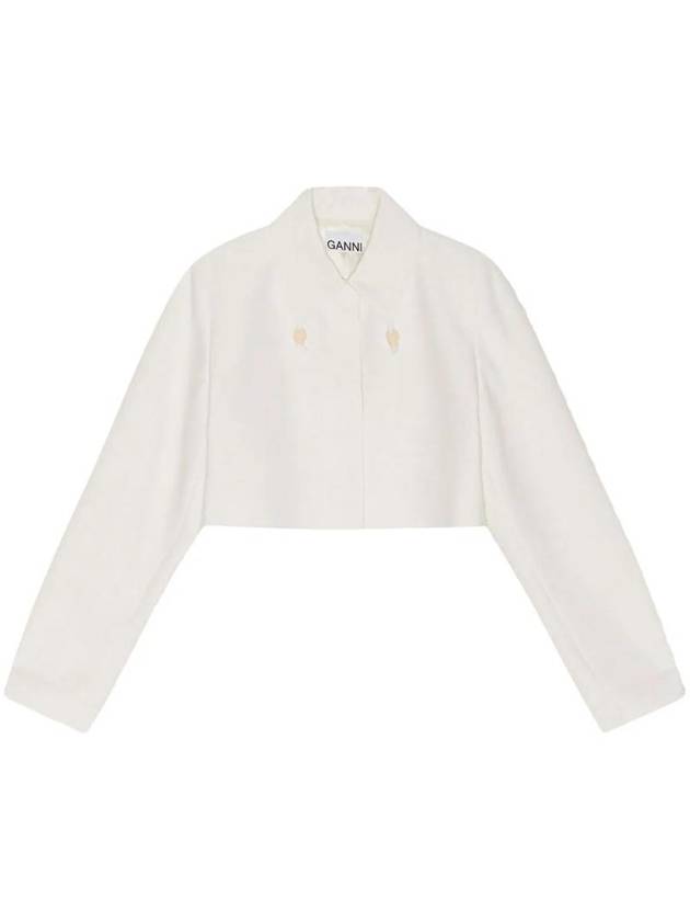 Slub Crop Jacket White - GANNI - BALAAN 1