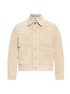 Button Suede Jacket Beige - AMI - BALAAN 1