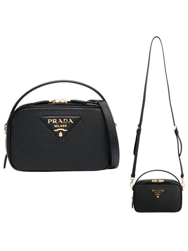 Logo Odette Leather Mini Shoulder Bag Black - PRADA - BALAAN 2