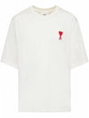 Heart Logo Cotton Jersey Short Sleeve T-Shirt White - AMI - BALAAN 1