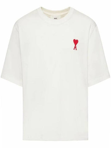 Heart Logo Cotton Jersey Short Sleeve T-Shirt White - AMI - BALAAN 1