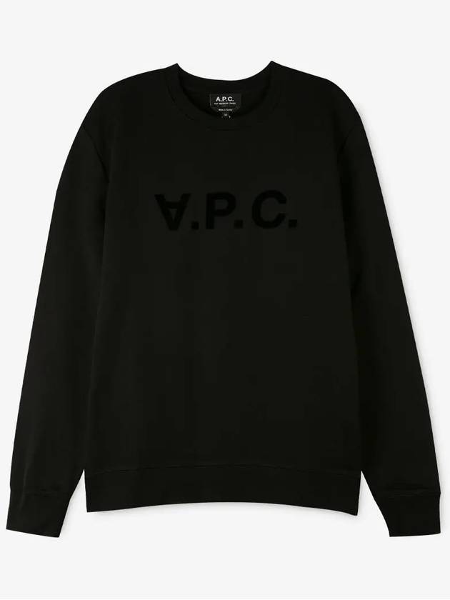 Men's VPC Logo Print Crew Neck Sweatshirt Black - A.P.C. - BALAAN 3