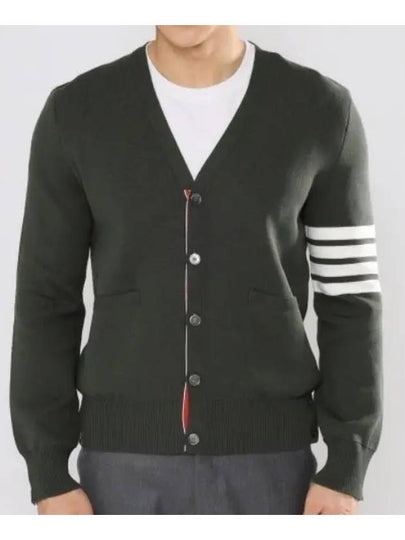 Milano Stitch 4 Bar Cardigan Dark Green - THOM BROWNE - BALAAN 2