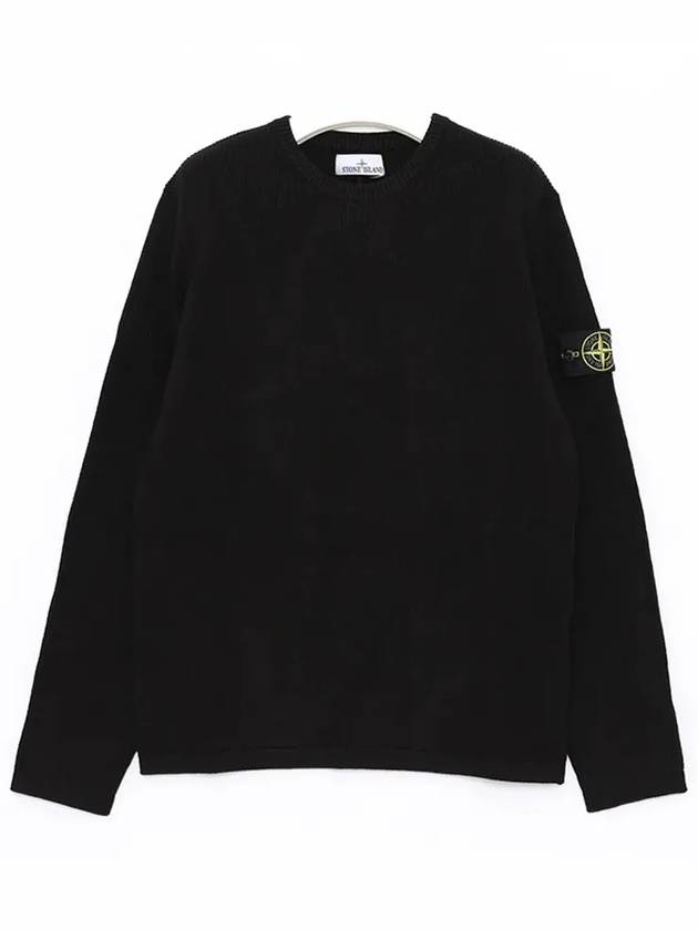 Wappen Patch Crew Neck Knit Top Black - STONE ISLAND - BALAAN 3