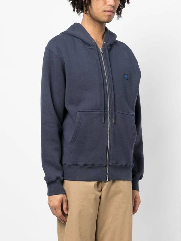 Tonal Fox Head Patch Comfort Zip Up Hoodie Ink Blue - MAISON KITSUNE - BALAAN 4