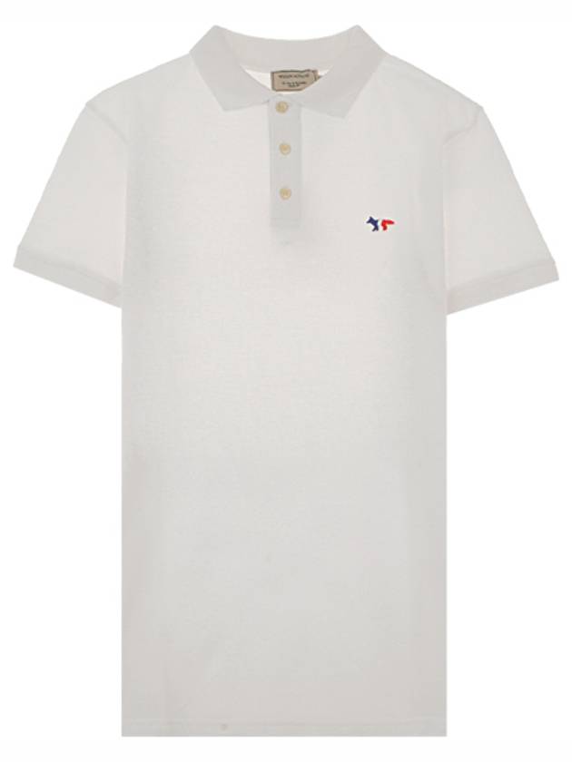 Tricolor Fox Patch Short Sleeve Polo Shirt White - MAISON KITSUNE - BALAAN 2