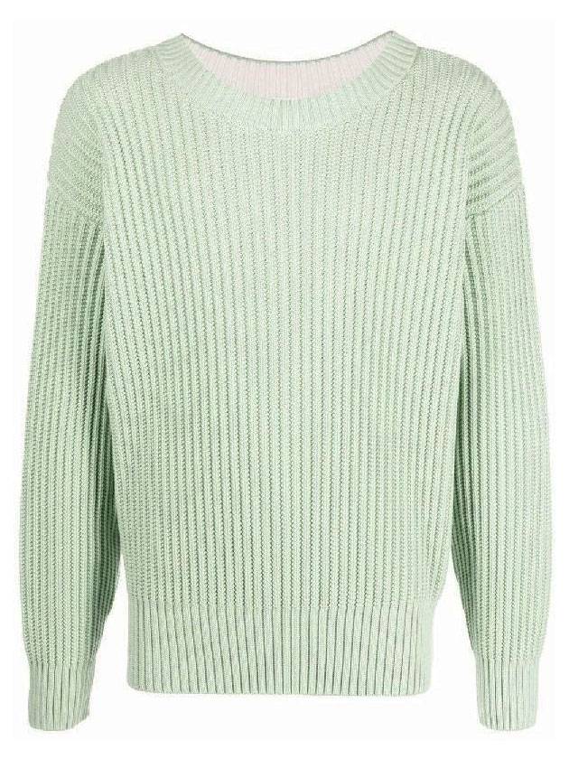 Men's Cotton Blend Knit Top Pastel Green - AMI - BALAAN.