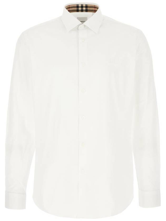 Plain Cotton Long Sleeve Shirt White - BURBERRY - BALAAN 2