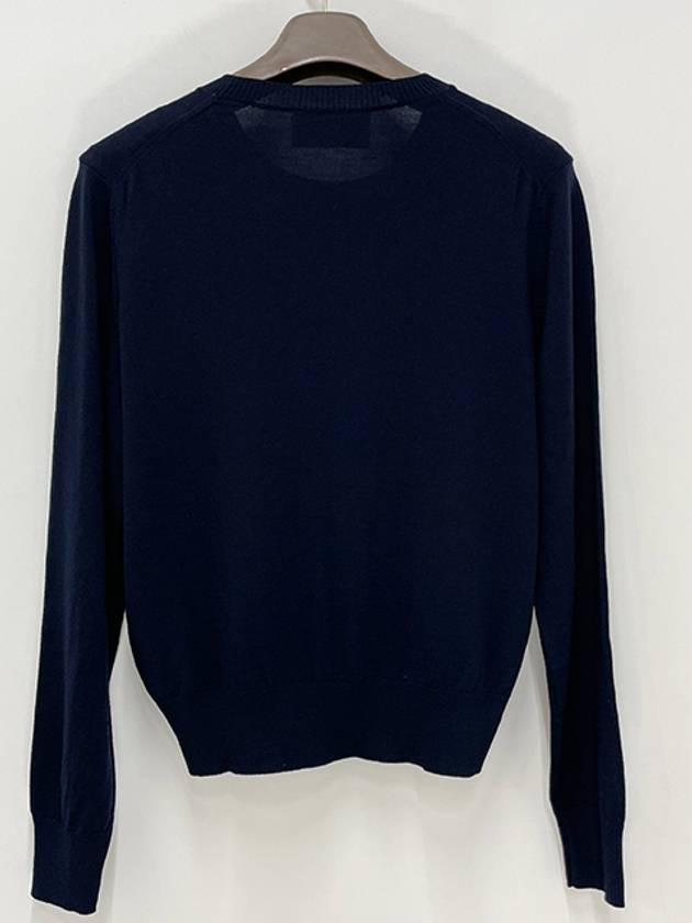 Heart Logo Crew Neck Merino Wool Knit Top Blue - AMI - BALAAN 3