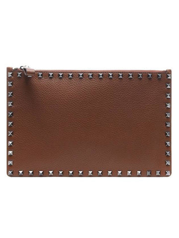 Rockstud Clutch Bag Brown - VALENTINO - BALAAN 1