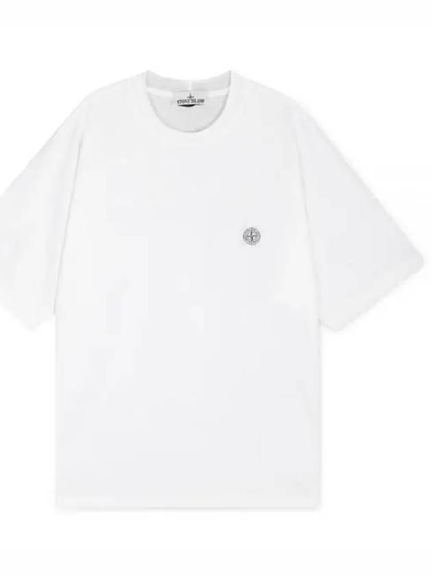 Compass Patch Regular Fit Cotton Short Sleeve T-Shirt White - STONE ISLAND - BALAAN 2