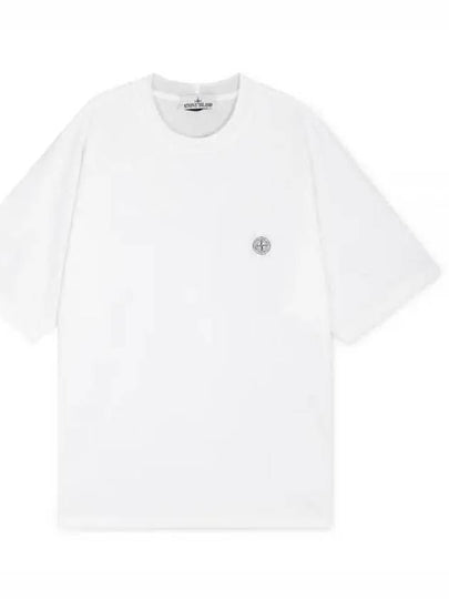 Compass Patch Regular Fit Cotton Short Sleeve T-Shirt White - STONE ISLAND - BALAAN 2