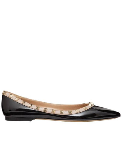 Patent Leather Rockstud Ballerina Black - VALENTINO - BALAAN 2