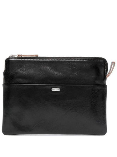 Supporter Organizer True Dye Leather Clutch Bag Black - OUR LEGACY - BALAAN 1